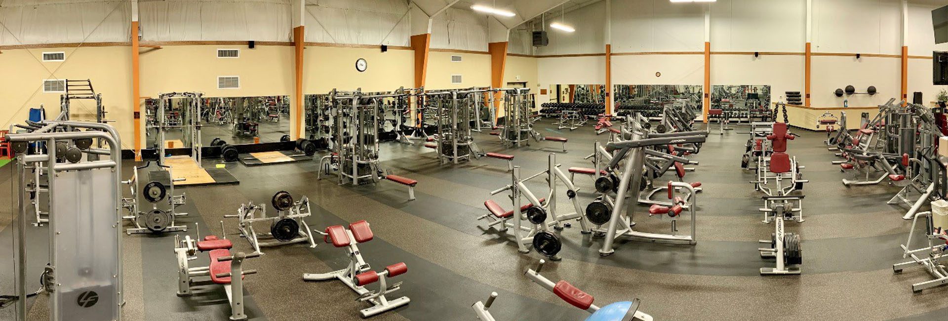 spacious weight room area