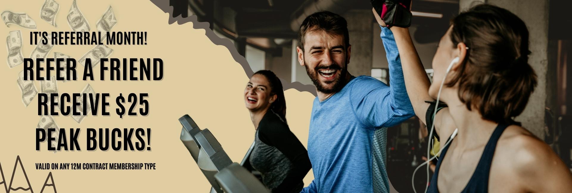 Friends doing cardio and having fun in the gym in peak health gyms