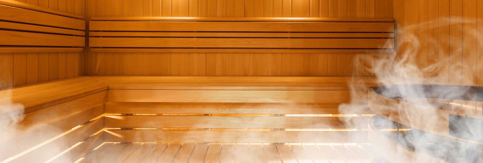 dry sauna in a modern gym