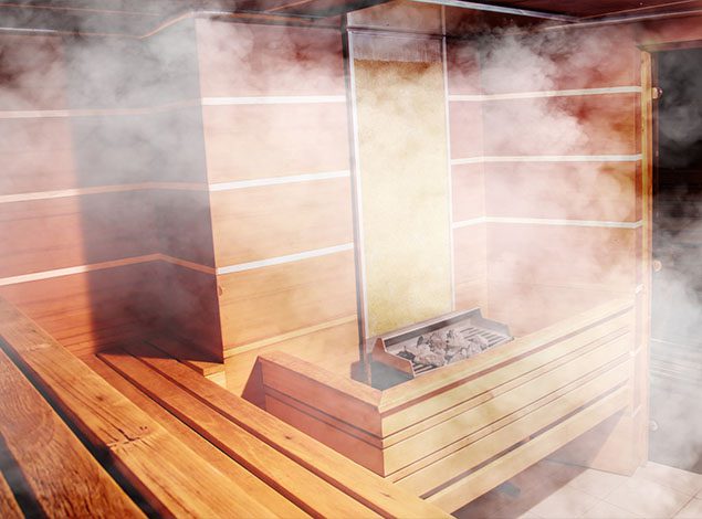 steaming sauna in a gym