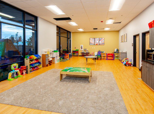 the spacious and clean onsite childcare area at peak health gym in post falls idaho