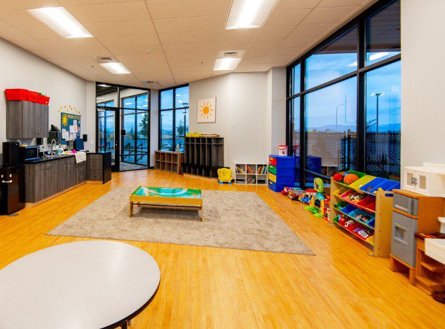 the spacious and clean onsite childcare area at peak health gym in post falls idaho